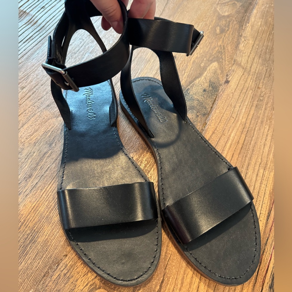 Madewell Sleek Black Leather Sandals